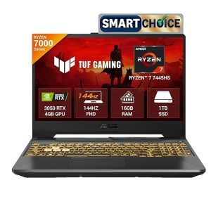 ASUS TUF A15 (2025),Smartchoice, AMD Ryzen 7 7445HS,Gaming Laptop,RTX 3050-4GB,75W TGP,16GB RAM (Upgradeable Upto 64GB) 1TB SSD,FHD,15.6",144Hz,M365 Basic(1Y),Office 2024,Black,2.3 Kg,FA506NCG-HN251WS